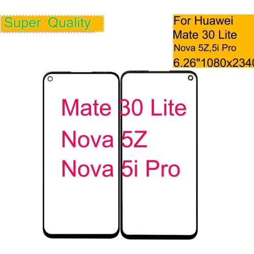 10Pcs/Lot For Huawei Mate 30 Lite Nova 5Z Touch Screen Front Glass Panel LCD Outer Lens Nova 5i Pro With OCA Glue Replacement