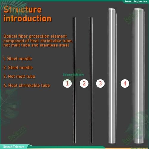 100pcs 500pcs 3000pcs Dual Pins for drop cable fiber heat shrinkable tube 60mm x5.5mm optical hot melt tube lot sale