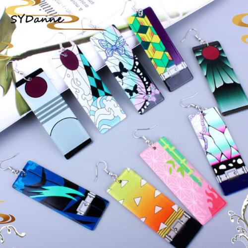 15 Style Acrylic Drop Earrings Demon Slayer Kimetsu no Yaiba Blade of Ghost Earings Women Men Cosplay Jewelry Accessories Gift