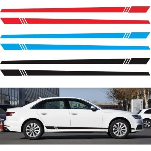 2pcs/lot 220x8cm Stripe Style Side Stripes Car Both Body Stickers Decal Car Wrap Vinyl Film Automobiles Products Car Accessories