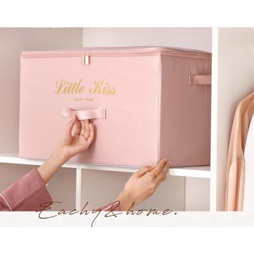 2Pcs Large Capacity Satin Storage Box Foldable Clothes Quilt Storage Box Toys Sundries Storage Closet Organizer XL Storage Box