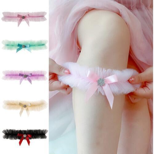 2pcs Pink Fashion Sexy Women Girl Ruffled Lace Tulle Bow Wedding Party Bridal Lingerie Cosplay Leg Garter Belt Suspender TH07