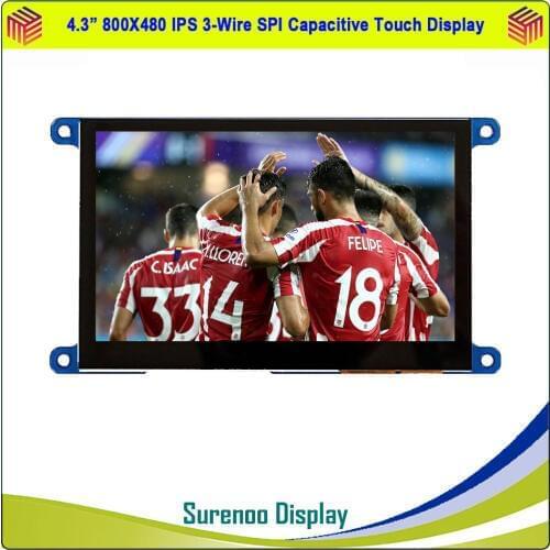4.3" Inch 800*480 IPS 3-Wire Serial SPI TFT LCD Module Display Screen & IIC I2C Capacitive / 4- Wire Resistive Touch Panel