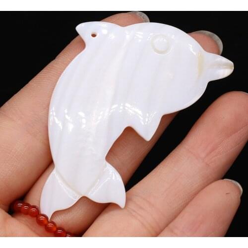 5Pcs Natural Freshwater White Shell Pendant Dolphin-Shaped Loose Beads For Jewelry Making DIY Necklace Earrings Accessory