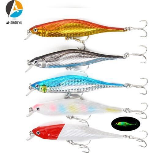 AI-SHOUYU New Colorful 1PCS Minnow Fishing Lures 10.5cm/12g Wobblers Hard Bait Plastic Fishing Lures Bass Fresh Water Baits
