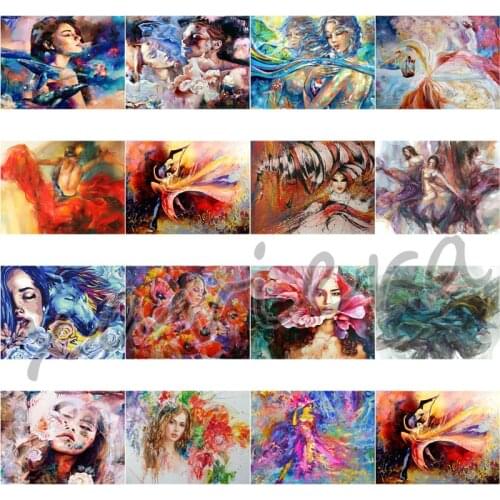 Xaviera 5D Diy Diamond Painting Full Drill Square Diamond Embroidery Portrait Woman Flower Mosaic Rhinestone Abstract Picture