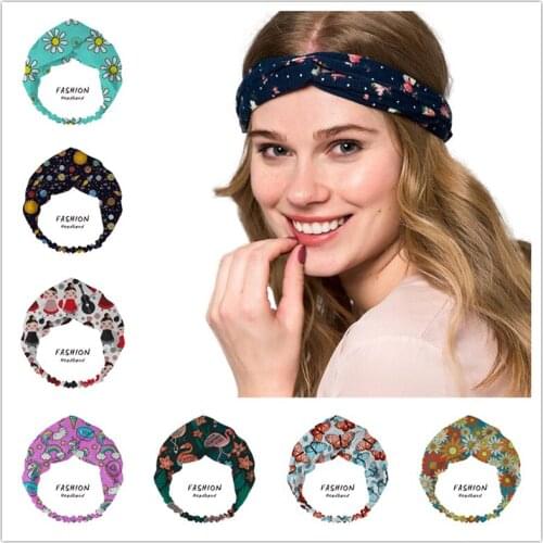 Women Blue Print Bandanas HairBands Turban Headwear Head Wrap Women Hair Accessories for Women girls Hair Bands ladies Hoop