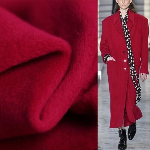 White waxberry 153cm Red rabbit cashmere wool Single-sided coat woolen fabrics clothes Garment sewing materials Free shipping