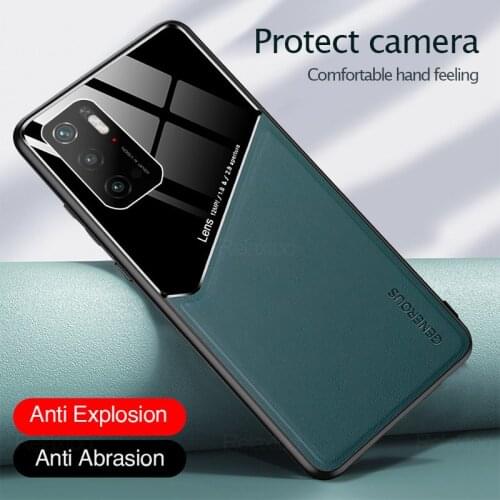 For poco m 3 pro case pc leather turexe car magnetic bracket back covers for poko little m3 pro m3pro 5g shockproof coque 6.5