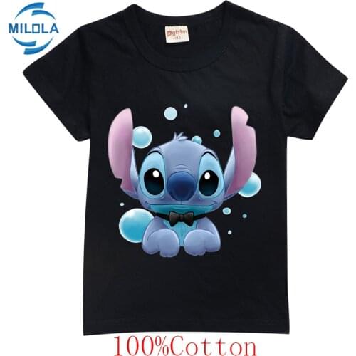 Disney Kids Clothing Stitch T-shirts For Boys Girls Kids tops Printed Tee Shirts Short Sleeves Stitch Children Summer T shirt