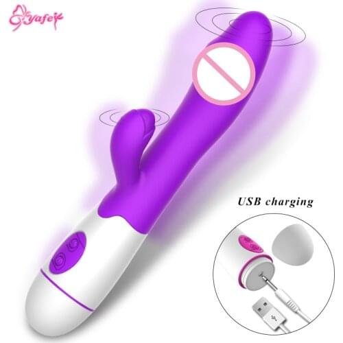 30 Speeds Double Vibrator for Women Vagina Dildos G Spots Ribbit Vibrator Masturbator Famale Massager Erotic Sex Toys for Adult