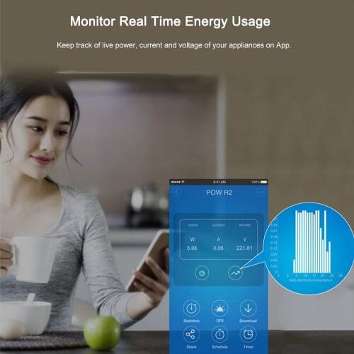 SONOFF WiFi Intelligent Switch Pow R2 ITEAD With Electricity Detection Statistics Current and Voltage Display Overload Protectio
