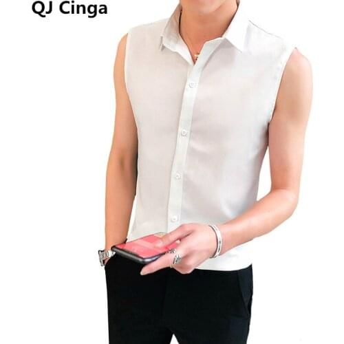 Summer Sleeveless Shirt Men Fashion 2021 Slim Fit Mens Casual Shirts Comfortable All Match Thin Man Shirt Dress Camisa 3xl