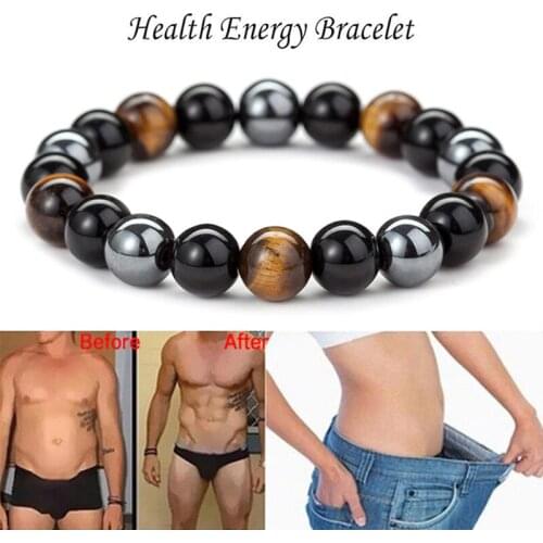 Magnetic Tiger Eye Hematite Stone Bead Bracelet For Couple Black Obsidian Bracelet Unisex Health Balance Healing Jewelry