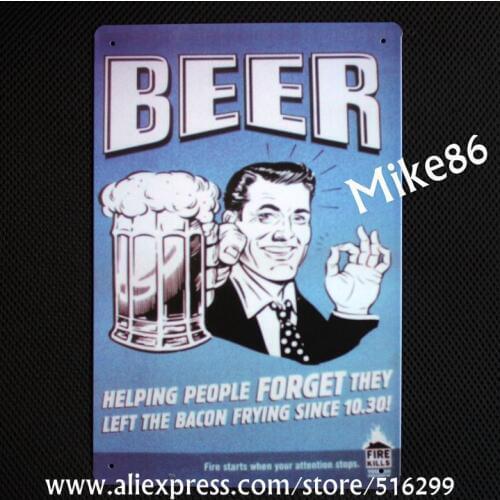 [ Mike86 ]BEER Helping People Forget Vintage Metal Craft House Pub Decoration Art 20*30 CM Mix Items B-259