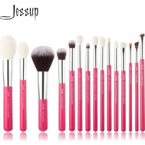 Jessup Rose-carmin/Silver Professional Makeup Brushes Set natural-synthetic hair Make up Brush Tool kit Foundation Powder Pencil