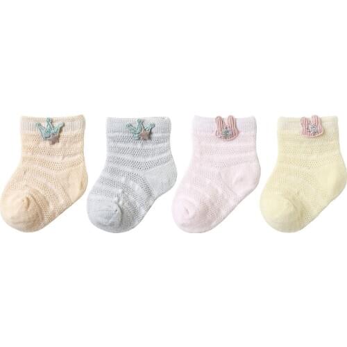 AiKway 3 Pairs/Lot Boys Socks Girls Socks Baby Socks Thin Mesh Breathable Cotton Socks Cute Cartoon Newborn Socks