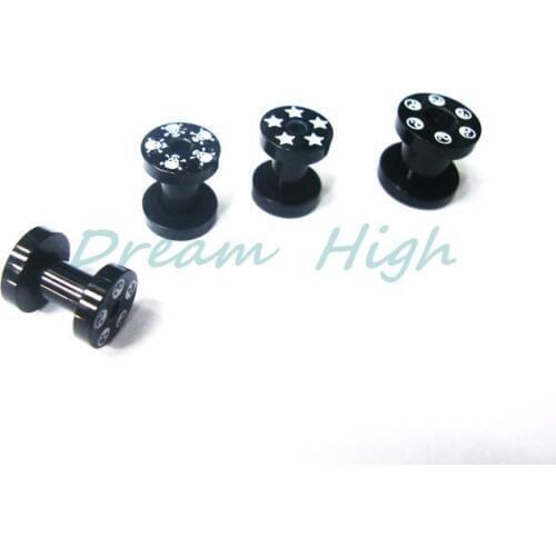 Wholesale Earring Ear Expander Ear Stud Black White Ear piercing Fashion Jewelry for Men 100PCS/LOT Free Shipping Mixed style