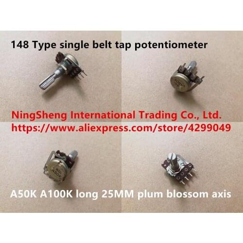 Original new 100% stock B D I 148 Type single belt tap potentiometer A50K A100K long 25MM plum blossom axis (SWITCH)