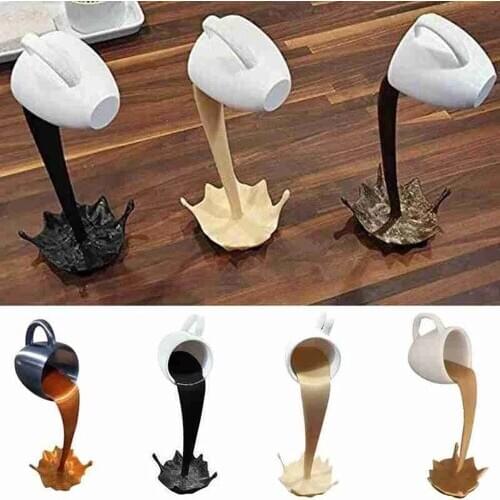 Floating Spilling Coffee Cup Sculpture Kitchen Decor Spilling Magic Pouring Splash Home Decoration Ornaments