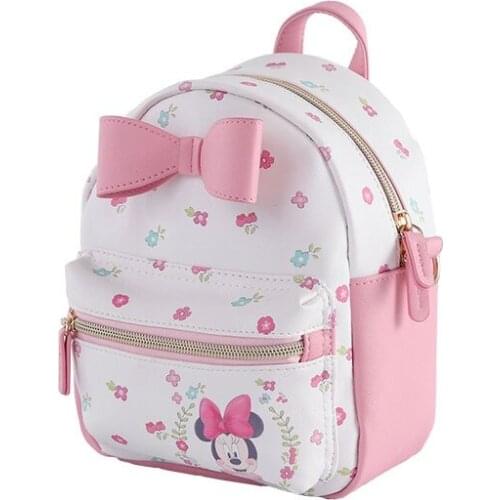 Disney Minnie Backpack Girl Student Waterproof Travel Backpack Pink Women New Bag Women Leather Backpack Kawaii Girls Backpack