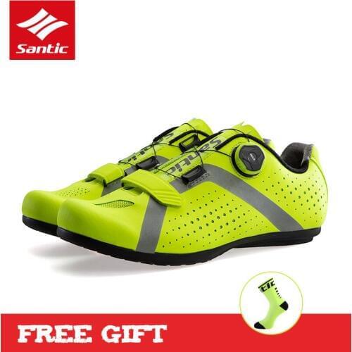 Santic 2018 New Breathable Road Bike Shoes Men Pro Self-Locking Bicycle Cycling Shoes 3 Colors Ultralight Sport Riding Shoes