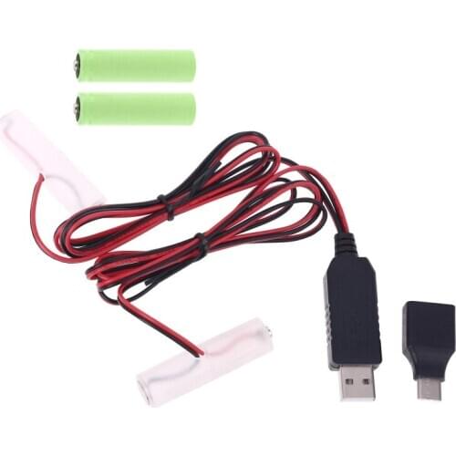 USB Type C to Dual LR6 AA Battery Eliminator Cable Can Replace 1-4pcs AA Battery for Christmas LED Light Walkie Talkie