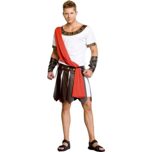 Umorden Adult Ancient Roman Greece Greek Warrior Soldier Gladiator Costume Great Caesar Costumes for Men Halloween Fancy Dress