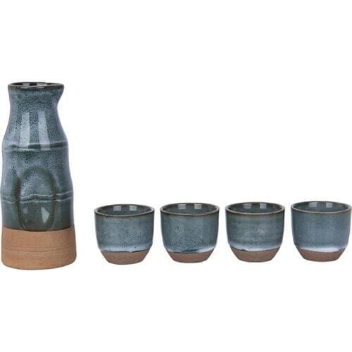5pcs Janpanese Health Sake Pot Set Glazed Naive Handmade Handpainted Ceramics Pottery Porcelain Sake Set Sake Cup Wine Cup