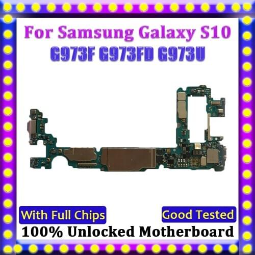 100% Original Unlocked Mainboard Logic Board Motherboard For Samsung Galaxy S10 G973F G973FD G973U Board With Android System