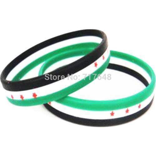 100pcs Stripe Syrian wristband silicone bracelets free shipping by ePacket A