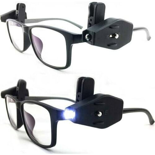1X Adjustable LED Glasses Spotlight Clip On Eyeglass Lamp Reading Night Light RC