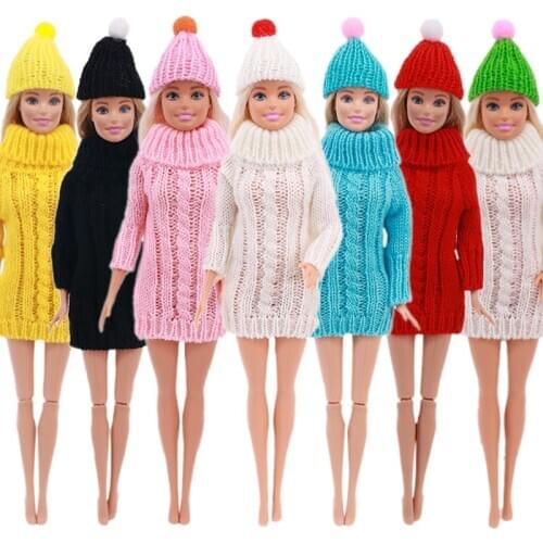 3 Pcs/Set (Free Shipping)=1 Sweater + 1 Hat + 1 High Heels For 11.8 Inch Barbie Clothes Accessories 30 cm Doll,Toys For Girls