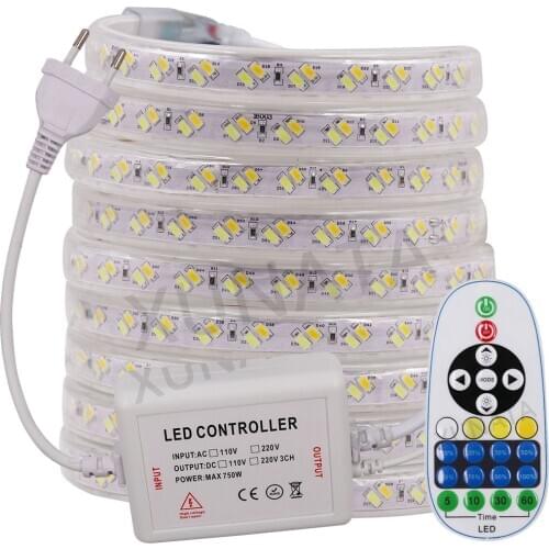 5630 LED Strip 220V EU UK Waterproof Double Row CCT White+Warm White 120LEDs/m Ribbon Tape Flexible LED Light For Home Decration