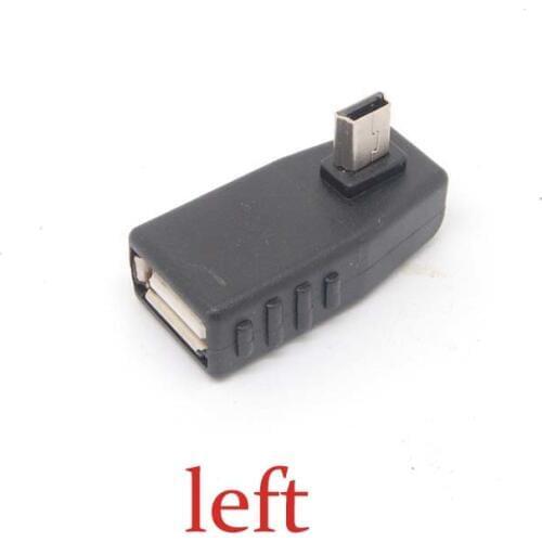 90 Degree left angle A Female to 5-pin B Male Mini USB OTG Host adapter USB2.0 NEW