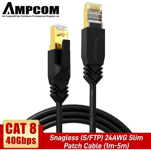 AMPCOM CAT 8 Superfine Ethernet Cable, CAT8 40Gbps 2000Mhz Shielded SFTP Patch Cord Lan Wire Cable Cord For Router, PC, Laptop