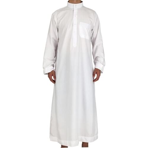 Arabic Islamic Clothing Men Pakistan Jubba Thobe Muslim Men Clothing Djellaba Qamis Homme Saudi Arabia Dress ropa hombre White