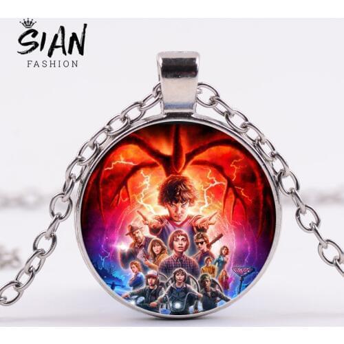 SIAN Stranger Things Theme Design Pendant Necklace Popular American TV Collection Punk Alloy Chain Long Necklace Fashion Jewelry