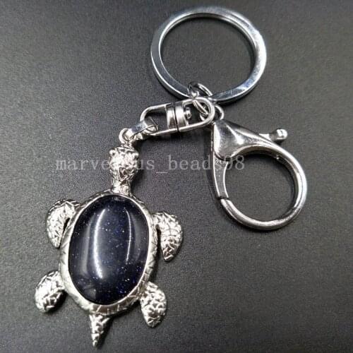 Free Shipping Beautiful jewelry Blue Sand Turtle Key Chain Hang Pendant bag MC5045