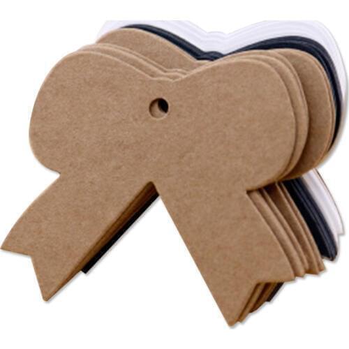 Blank Kraft Paper Hang Tags With Bow Tie Small Paper Blank Tag For Clothing Hand Made Paper Labels For Gift Card Paper Hang Tag
