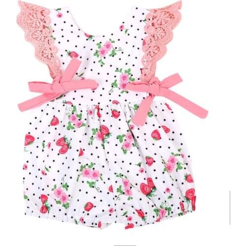 Newborn Baby Girl Ruffle Lace Print Romper Summer Sleeveless Cute Girls Casual Jumpsuit Infant Children Gift 0-24M