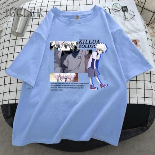 Anime Men Women T-shirt Tops Kawaii Hunter X Hunter Tshirt Killua Zoldyck T-shirt Crew Neck Fitted Soft Anime Manga Tee Shirt