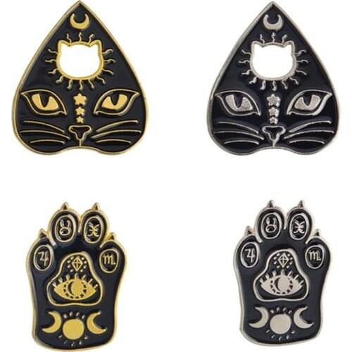 Gothic Style Cat Enamel Badges Lapel Pins Black Anime Brooches For Women Punk Hijab Pin Decorative Brooch Vintage Badges Jewelry