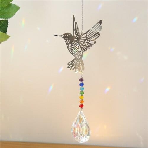 Crystal Christmas Tree Hummingbird Pendant Colorful Hanging Drop Outdoor Indoor Garden Car Window Decor Ornaments Craft