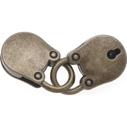 Metal Old Vintage Style Mini Padlock Small Luggage Box Key Lock Copper Color Home Usage Hardware Decoration