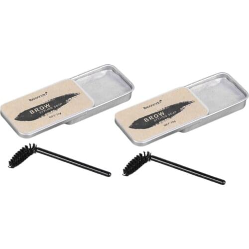 2x Makeup Eyebrow Soap Wax Clear Wild Brow Styling Gel with Brows Shaper Brush