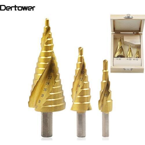 3/pcs 4-12/20/32mm HSS Spiral Grooved Center Drill Bit Solid Carbide Mini Drill Accessories Titanium Step Cone Drills