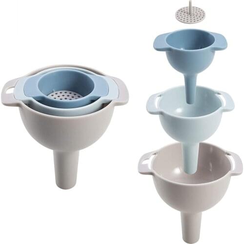 Funnel Set Kitchen Funnel with Strainer Filter For Filling Bottles(Blue)