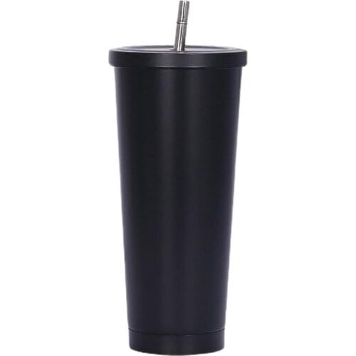 New Hot Sale 750ML 304 Stainless Steel Straw Cup Large Capacity Vacuum Solid Color Coffee Mug Tumbler Cup for Travel