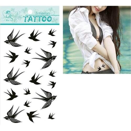 New Body Art Painting 1pcs The Swallow Bird Flash Tattoo Removable Waterproof Temporary Tattoo Stickers Temporary
